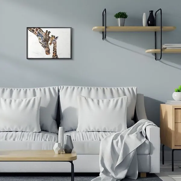 Framed Art-Kirkland's Home Baby Giraffe Watercolor Framed Art Print White/Tan