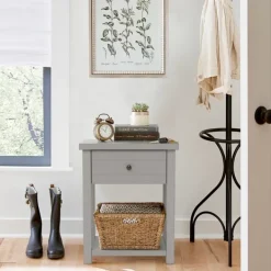 Accent & End Tables-Kirkland's Home Bailie Wooden Side Table Gray