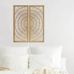 Wall Plaques-Kirkland's Home Bamboo Sunburst 2-Pc. Wall Panels Tan
