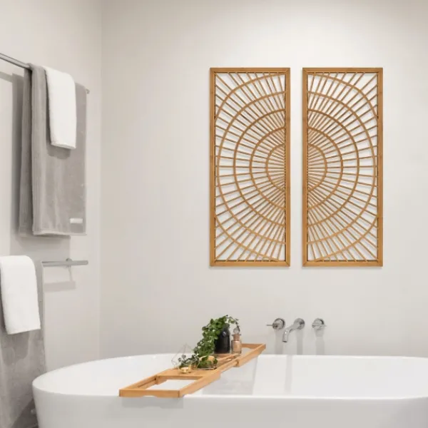 Wall Plaques-Kirkland's Home Bamboo Sunburst 2-Pc. Wall Panels Tan
