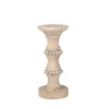 Candle Holders-Kirkland's Home Banded Bead Wood Candle Holder, 11 In. Ivory