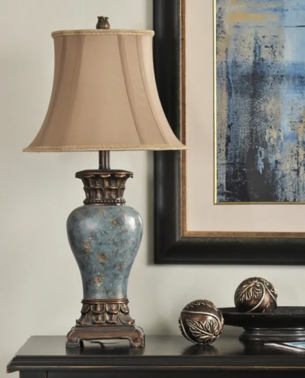 Table Lamps-Kirkland's Home Barbados Blue Traditional Table Lamp Tan