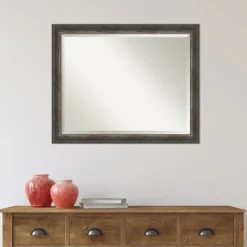 Decorative Mirrors-Kirkland's Home Bark Rustic Char Frame Beveled Mirror