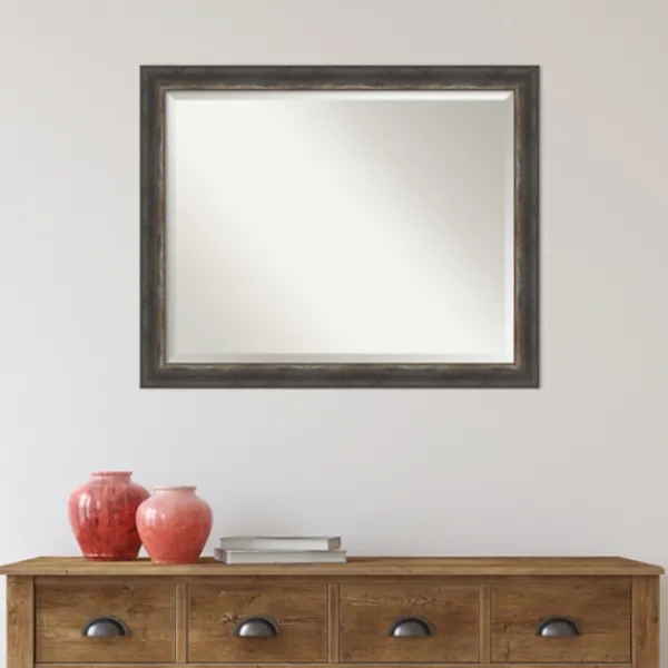 Decorative Mirrors-Kirkland's Home Bark Rustic Char Frame Beveled Mirror