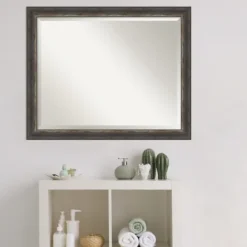 Decorative Mirrors-Kirkland's Home Bark Rustic Char Frame Beveled Mirror