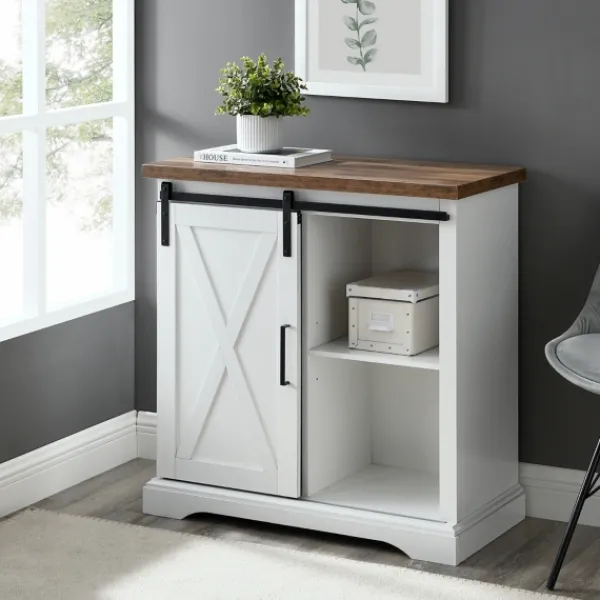 Cabinets & Sideboards-Kirkland's Home Barn Door Cabinet White