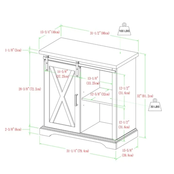 Cabinets & Sideboards-Kirkland's Home Barn Door Cabinet White