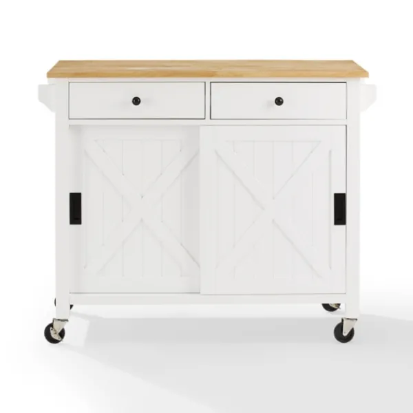 Kitchen Islands & Bar Carts-Kirkland's Home Barn Door Kitchen Cart White