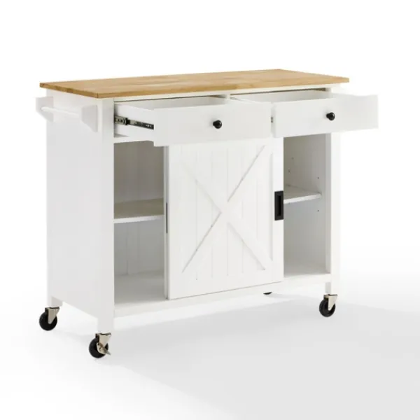 Kitchen Islands & Bar Carts-Kirkland's Home Barn Door Kitchen Cart White