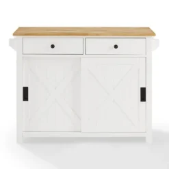 Kitchen Islands & Bar Carts-Kirkland's Home Barn Door Kitchen Cart White