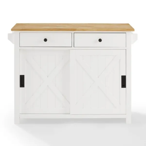 Kitchen Islands & Bar Carts-Kirkland's Home Barn Door Kitchen Cart White