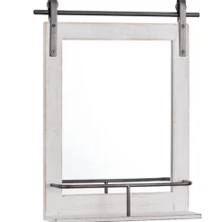 Decorative Mirrors-Kirkland's Home Barn Door Mirror With Shelf White