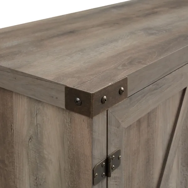 Tv Stands & Media Consoles-Kirkland's Home Barn Door Wash Tv Stand With Open Shelves Gray