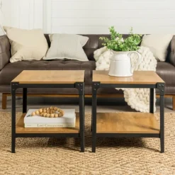 Nightstands-Kirkland's Home Barnwood Angle Iron Accent Tables, Set Of 2 Brown