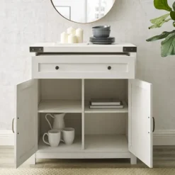 Cabinets & Sideboards-Kirkland's Home Barnwood Style Wooden Cabinet White
