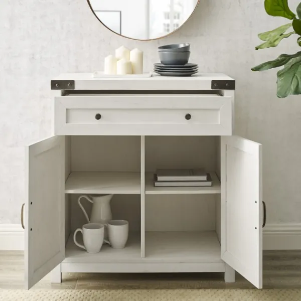 Cabinets & Sideboards-Kirkland's Home Barnwood Style Wooden Cabinet White
