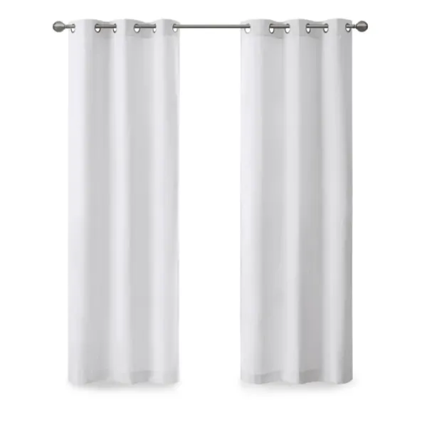Curtains & Drapes-Kirkland's Home Basketweave Curtain Panel Set, 84 In White