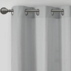 Curtains & Drapes-Kirkland's Home Basketweave Curtain Panel Set, 84 In Gray