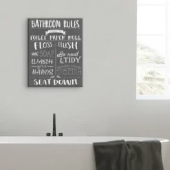 Wall Quotes & Signs-Kirkland's Home Bathroom Rules Wrapped Canvas Art Print Gray