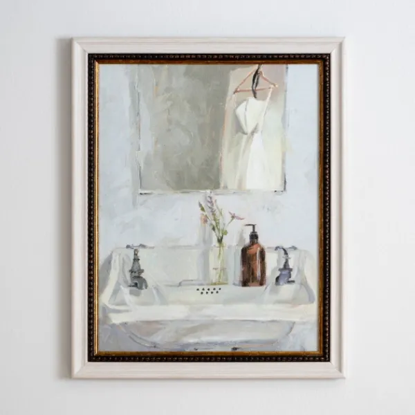 Framed Art-Kirkland's Home Bathroom Scene Framed Art Print White/Gray