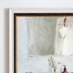 Framed Art-Kirkland's Home Bathroom Scene Framed Art Print White/Gray