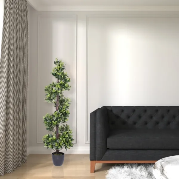 Trees & Topiaries-Kirkland's Home Bay Leaf Spiral Potted Tree, 60 In.