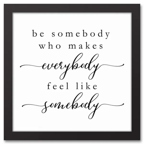 Wall Quotes & Signs-Kirkland's Home Be Somebody Framed Canvas Wall Plaque White/Black