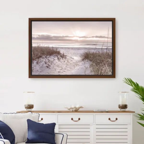 Framed Art-Kirkland's Home Beach Morning Blessing Framed Canvas Art Print White/Gray/Brown