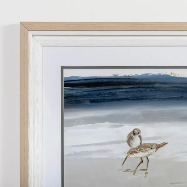 Framed Art-Kirkland's Home Beach Morning With Birds Framed Art Print Blue/Gray