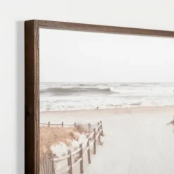Framed Art-Kirkland's Home Beach Path Framed Art Print Ivory/White/Brown