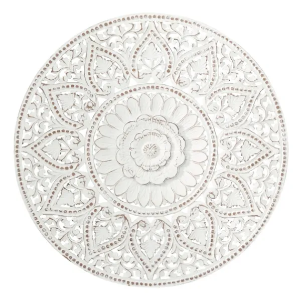 Wall Plaques-Kirkland's Home Beaded Floral Medallion Wall Plaque White