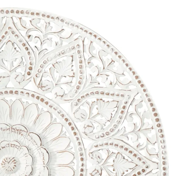 Wall Plaques-Kirkland's Home Beaded Floral Medallion Wall Plaque White