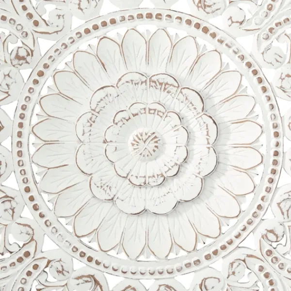 Wall Plaques-Kirkland's Home Beaded Floral Medallion Wall Plaque White