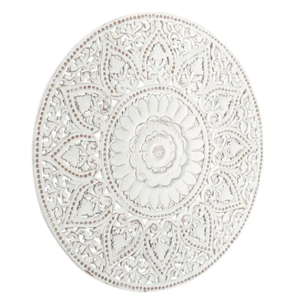 Wall Plaques-Kirkland's Home Beaded Floral Medallion Wall Plaque White