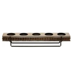 Candle Holders-Kirkland's Home Beaded Wood And Metal Base Candle Holder Brown