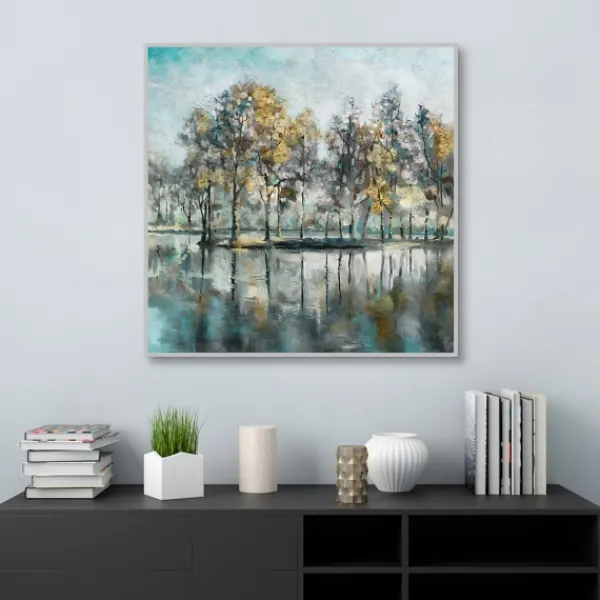 Framed Art-Kirkland's Home Beckoning Tree Grove Framed Canvas Art White/Gray/Yellow