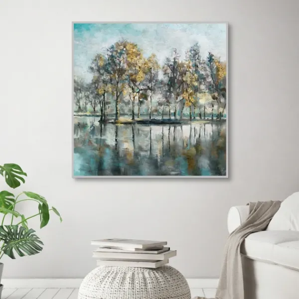 Framed Art-Kirkland's Home Beckoning Tree Grove Framed Canvas Art White/Gray/Yellow
