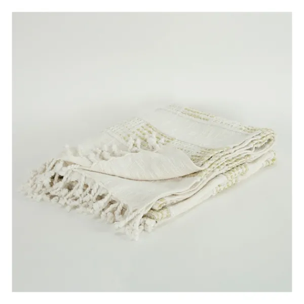 Blankets & Throws-Kirkland's Home Beige And Ivory Woven Stripe Throw Tan/Ivory