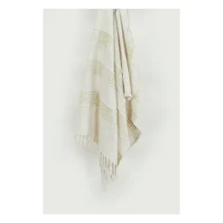 Blankets & Throws-Kirkland's Home Beige And Ivory Woven Stripe Throw Tan/Ivory