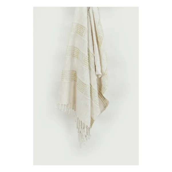 Blankets & Throws-Kirkland's Home Beige And Ivory Woven Stripe Throw Tan/Ivory