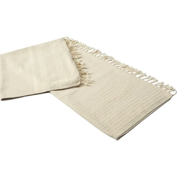 Blankets & Throws-Kirkland's Home Beige And White Stripes Cotton Throw Tan