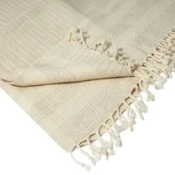 Blankets & Throws-Kirkland's Home Beige And White Stripes Cotton Throw Tan