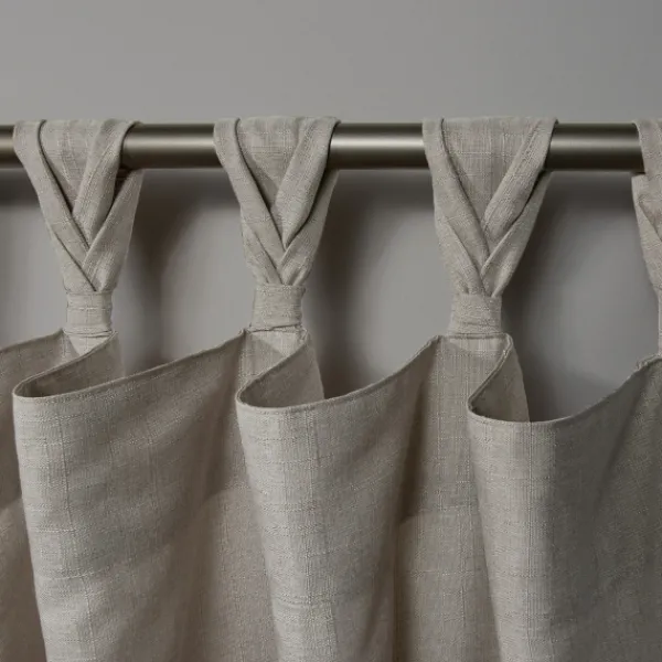 Curtains & Drapes-Kirkland's Home Beige Braided Top Loha Curtain Panel Set, 84 In. Tan