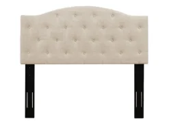 Beds & Headboards-Kirkland's Home Beige Bryne Button Tufted King Headboard Tan