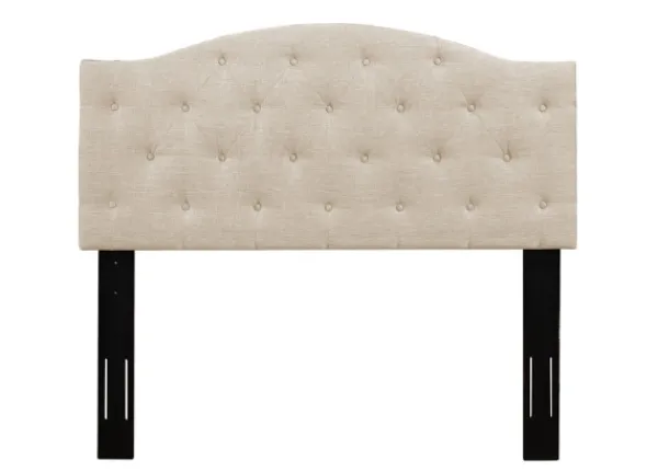 Beds & Headboards-Kirkland's Home Beige Bryne Button Tufted King Headboard Tan