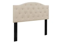Beds & Headboards-Kirkland's Home Beige Bryne Button Tufted King Headboard Tan
