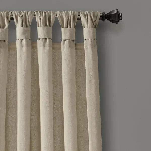 Curtains & Drapes-Kirkland's Home Beige Burlap Knotted Curtain Panel Set, 108 In. Tan