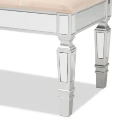 Benches & Ottomans-Kirkland's Home Beige Button Tufted Bench With Mirrored Base Tan