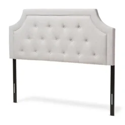 Beds & Headboards-Kirkland's Home Beige Button Tufted Scalloped Queen Headboard Ivory