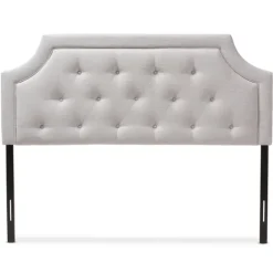 Beds & Headboards-Kirkland's Home Beige Button Tufted Scalloped Queen Headboard Ivory
